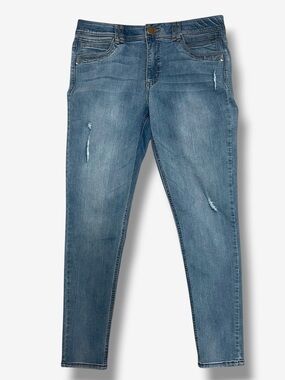 Democracy Ab Technology Skinny Jeans Women Size 12 Blue Distressed Stretch